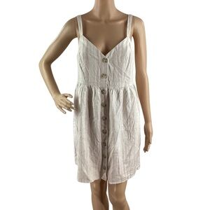 Gentle Fawn Maui Button Front Linen Blend Dress Terracotta Stripe M